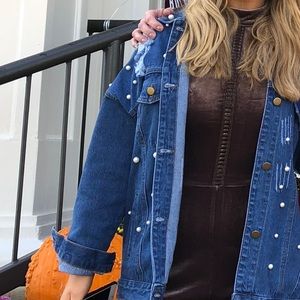 Cute pearl embellished Jean jacket